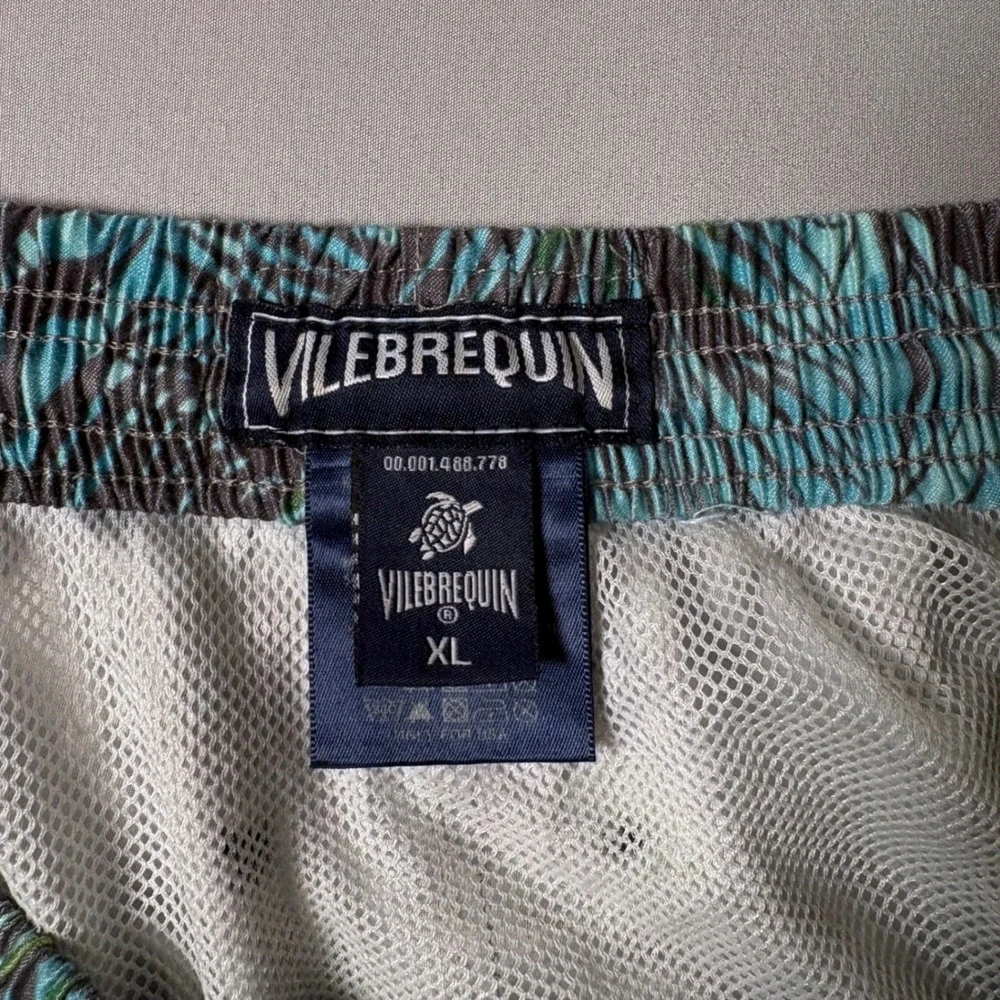 Vilebrequin Moorea Mens XL Tropical Palm Print Swim Trunks Blue Green